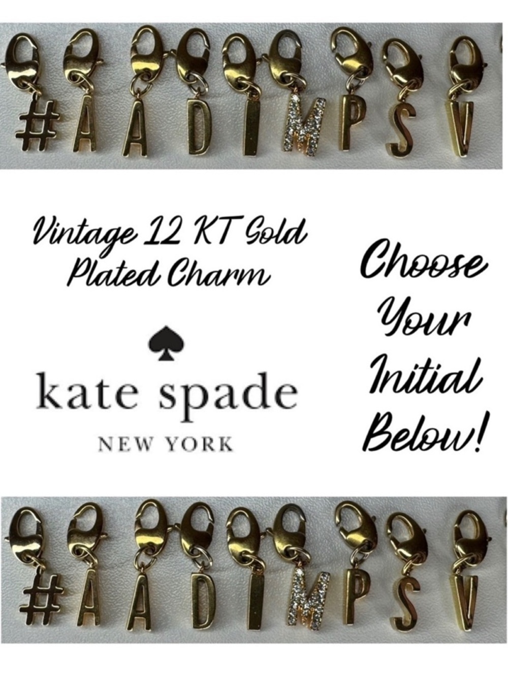 Kate Spade 12 Kt Plated Letters Charms (No Bracelet) Initial # A A D I M P S V